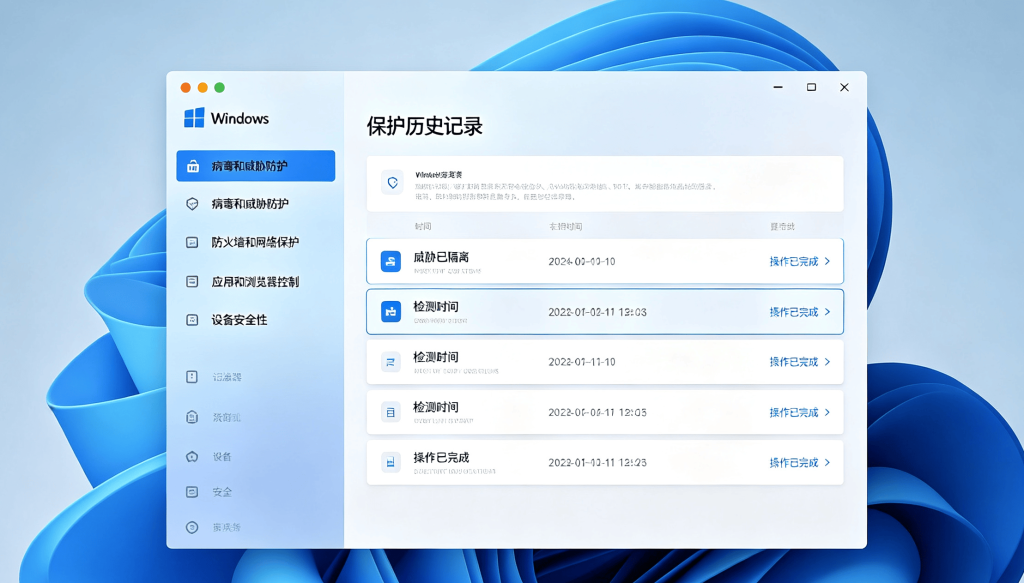 Windows安全中心保护历史记录,查看被拦截的软件