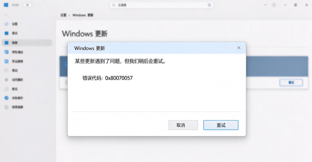 Windows更新报错0x80070057